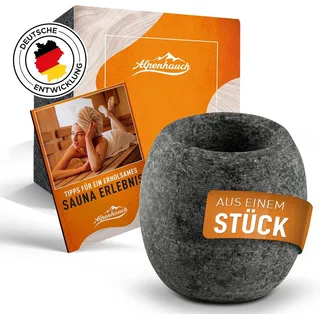 alpenhauch Sauna Ei aus massivem Speckstein [5x5cm] - Hitzebeständige Sauna Aromaschale für intensiven Duft - Natürliches Saunaei für Mentholkristalle & Saunaöle - Sauna Zubehör - Saunazubehör
