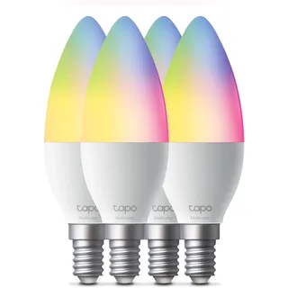 Tapo L430C(4-pack) Smarte WLAN Glühbirne E14, 470 Lumen, 16 Mio. Farben, dimmbar, Zeitplan & Timer, Energieüberwachung, Kompatibel mit Alexa, Google Assistant und Samsung SmartThings