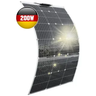 Rhein Beleuchtung Solarmodul 200W effizientes flexibles Solarpanel aus monokristallinem Silizium, (1-St., Solarpanel flexibel, solarpanel 200w, flexible solarmodule), Dünnes Design mit Montagelöchern, flexibel und langlebig