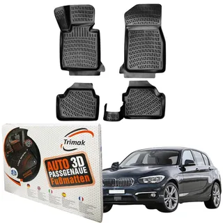 Trimak Passgenau 3D Fussmatten Auto Kompatibel mit BMW 1ér F20 & F21 2011-2019 Auto Zubehör 1. und 2. Reihe Gummimatten Autos TPE Allwetter Geruchlos rutschfest Vorne & Hinten Schwarz