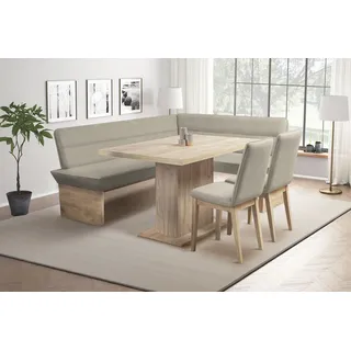 OTTO home Eckbankgruppe OTTO HOME "Beluna + Cross Essecke Sitzgruppe Eckbank Küchenbank", braun (latte), B:210cm H:89cm T:169cm, FSC-zertifizierter Holzwerkstoff, FSC-zertifiziertes Massivholz, Polyester, Sitzmöbel-Sets, Eckbankgruppe, Sitzgruppe Esszimmer Stühle 