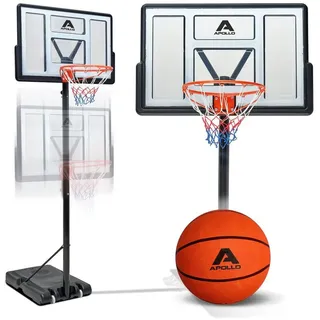 Apollo Basketballkorb mit Ständer, Rollen | verstellbare Korbhöhe 230 bis 305 cm | Basketballkorb Outdoor komplett | Basketballkorb Kinder | Basketball Korb für Erwachsene