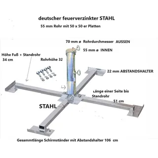AKTION HOLLY PRODUKTE SICHERHEITS  50x50cm  Plattenschirmständer  Stock 55 mmØ -