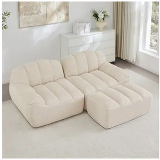 ANYSUN Sofa 3-Sitzer modular kombinierbar Polstersofa Chaiselongue, Chaiselongue Cordstoff-Sofa,Muschelform, Boneless Sofa, 32D Hochdichtschaum, tiefe Sitzfläche, ideal für Wohnzimmer,Heimkino beige