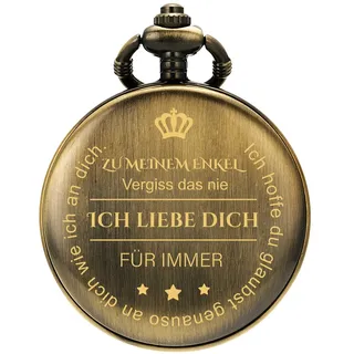 SIBOSUN Taschenuhr mit Gravur Kette Herren Bronze Geschenk zum Geburtstag Enkel