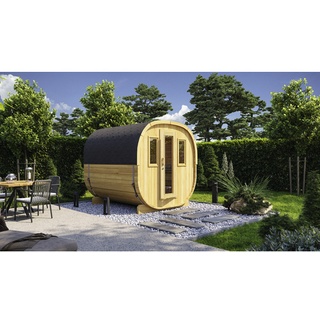 Wolff Finnhaus Cube 230 Art 2 naturbelassen Typ 4 mit 2 frontseitigen Fenstern und Holzrückwand Bausatz zur Selbstmontage