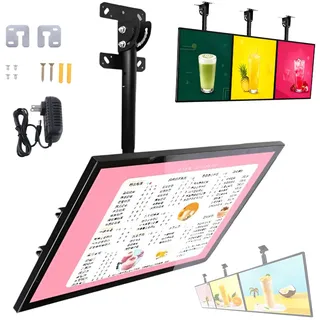 ZEEKYFOR LED-Werbebildschirm, Digitale Speisekarte und LED-Hintergrundbeleuchteter Bildschirm, Drehbarer Leuchtkasten für Elektronische Speisekarte mit Ausziehbarer Halterung 60x90cm
