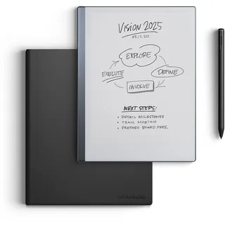 reMarkable 2, Marker Plus und Book Folio Schutzhülle schwarzes Leder Grafiktablet, Schwarz