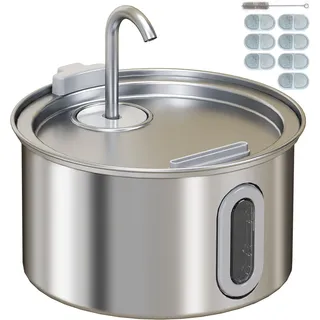 PawHut Katzenbrunnen 2,5L Trinkbrunnen für Katzen mit leiser Pumpe LED Aktivkohlefilter Wasserstandsfenster Katzentrinkbrunnen Leicht zu Reinigen, Wasserbrunnen für Katzen Hunde   Aosom