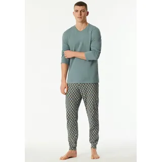 SCHIESSER Pyjama Casual Essentials grau/stone/hellgrün XXL
