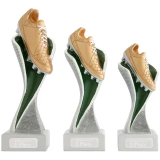 pokalspezialist Pokal M Fußball Fußballschuh Pokal Pokalset METZ mit Gravurplatte und Gravur - Höhe 16,5 cm