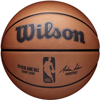 Wilson Basketball NBA OFFICIAL GAME BALL, Indoor, Leder, Größe: 7, Braun