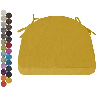 Lsjoaw 1 Stück Stuhlkissen Sitzkissen Stuhl 40X38X38X3 Sitzpolster mit Bindeband Rutschfestes Zierkissen Gartenkissen Halbrund Auflage für Stühle Indoor/Outdoor Sitzauflage,Yellow