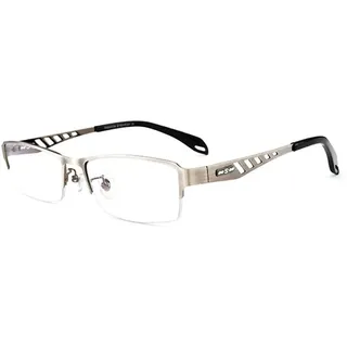 Progressive multifokale Lesebrille, rechteckige Lesebrille für Herren, Blaulicht-Schutzbrille, Brille mit nahezu doppeltem Verwendungszweck, 3-Fach-Optik, hohles Design, Metallbrille mit Halbrand