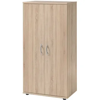 möbelando Schuhschrank 2 Türen 4 verstellbaren Einlegeböden für ca. 12-16 Paar Schuhe, Metallbeschläge, Flurschrank Garderobenschrank, Mehrzweckschrank, Schrank, 55 x 108 x 34 cm (B/H/T) Sonoma Eiche