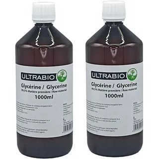 Ultrabio Pflanzliches Glycerin E422 VG 99,5% Reinheit Pharma-Qualität USP zertifiziert 2x1000 ml