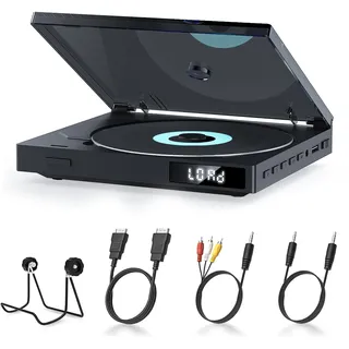 MINI DVD Player Eingebauter HiFi-Lautsprecher, HDMI DVD Player für TVs Memory Playback Funktion, Kompakter Alle Region CD Player, USB,HDMI, RCA, AUX-Kabeln, Unterstützung des NTSC/PAL-Systems