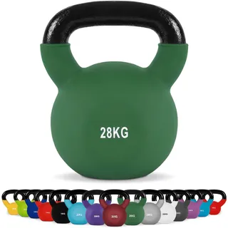 Kettlebell Neopren 2 – 30 kg inkl. Übungsposter Kugelhantel (28 kg - Olivgrün)