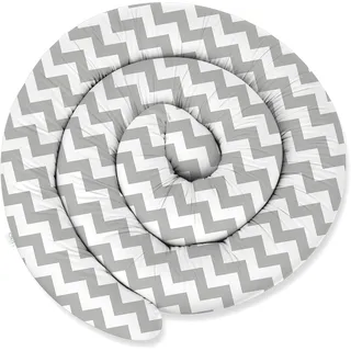 ekm trade XXXL 400 cm Bettschlange für Allergiker Bettkissen Stillkissen Bettrolle Zierkissen Bettumrandung Schlange Handmade 100% Baumwolle (10 – Grau und Weiß – Zickzack, 400 cm)