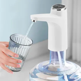 Wasserflasche Pumpe, USB Aufladung Automatische Trinkwasserpumpe, Wasserspender Wasserpumpe für Home Office Küche Camping Weiß