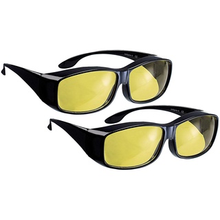 PEARL Nachtbrille Autofahren: 2er-Set Überzieh-Nachtsichtbrillen Night Vision für Brillenträger (Nachtsichtbrille Autofahren, Nachtbrille Auto, Schutzbrille)