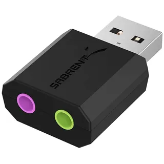 SABRENT USB Externe Soundkarte, USB auf Klinke 3,5mm, Kopfhörer auf Klinke, Audio zu USB Adapter (AU-MMSA)