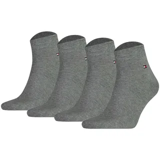 TOMMY HILFIGER Herren Quarter Socken, 4er Pack - Sneaker, Unifarben, 39-49 Grau 39-42