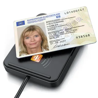 CSL - USB Chipkartenleser mit NFC - SmartCard Reader/SIM Kartenlesegerät - kompatibel mit Windows 11 - für den neuen Personalausweis Gesundheitskarte Bankkarten