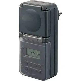 Brennenstuhl 1506706 Steckdosen-Zeitschaltuhr digital Wochenprogramm IP44 EIN/AUS-Programm, Sommer-/Winterzeitumstellung, Zufallsfunktion