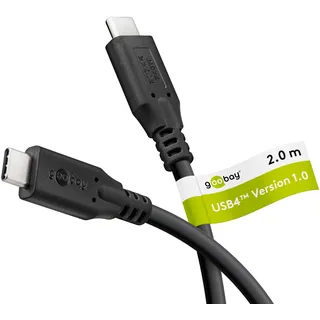 goobay USB-C Gen 4 Kabel 240 W Schnellladekabel 20 Gbits Datenübertragung (PD) / Typ C Ladekabel Thunderbolt 3 & 4 Datenkabel/MacBook, iPad, HP, Dell / 2m / 74189