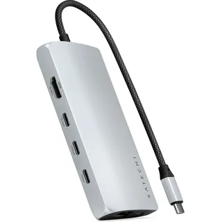 Satechi USB-C Multiport Adapter 8K mit Ethernet V3 Adapter Silber