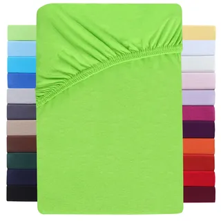 NatureMark Spannbettlaken Baumwolle-Elasthan 180 x 200 - 200 x 220 cm grün