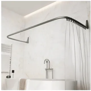ERICA Duschvorhangstange L-Form 4-in-1 grau
