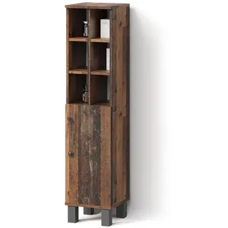 livinity Livinity® Midischrank, Wildeiche, Holzwerkstoff, 8 Fächer, Quadratisch, 30x130.6x30 cm, Badezimmer, Badezimmerschränke, Midischränke
