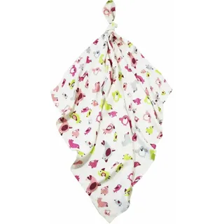 bamboo-line Muslin Pflegetuch 30x30 cm Muster Vogel rosa 1 St