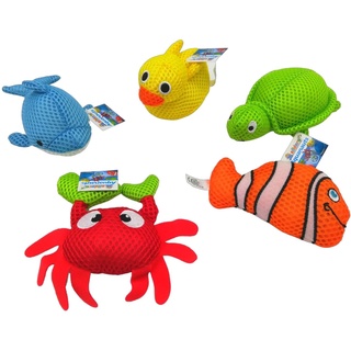 alldoro 60326 Aquanauts - Badewannen-Spielzeug - 5er Set, Polyester, 10-12 cm, bunt - schwimmende Badetiere für Kinder