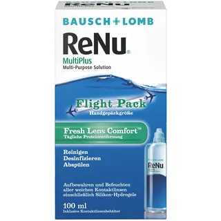 Bausch + Lomb ReNu MultiPlus Kombilösung mit Proteinentferner - Kontaktlinsenreiniger, Aufbewahrungslösung für weiche Linsen, Flight Pack, Reise-Set, 100 ml