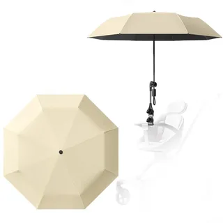 Kinderwagen Sonnenschirm mit UPF 50+ UV Schutz, Großer Sonnenschirm Ø100cm aus Stoff und Metall, Verstellbarer Schirm mit Befestigungsclip für Kinderwagen, Buggy und Jogger, Schwarz(Yellow)