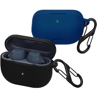 [2-Pack] easyBee Hülle Kompatibel mit Jabra Elite 8 Active Gen 2 / Elite 10 Gen 2 / Elite 8 Active/Elite 10 [mit 2 Karabiner], Silikon Case Schutzhülle Bluetooth Kopfhörer Tasche - Schwarz Blau