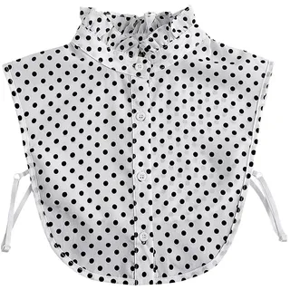 LoudSung Abnehmbare Bluse mit falschem Kragen Gefälschter Kragen Halbe Hemden Kragen Dot Designed Cotton Top Elegant für Frauen Mädchen - 16