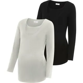 NEUN MONATE neun 9 monate Umstandsshirt in schwarz/graumeliert | Gr.: 40-42