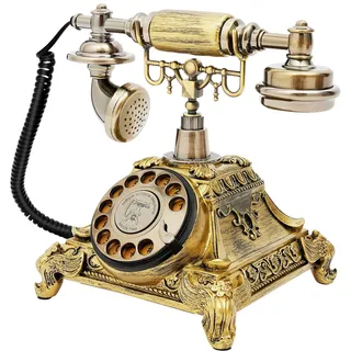 panfudongk Vintage Retro Telefon - Bronze, Umweltfreundliches Harz, Hochwertige Verarbeitung | Dekoratives antikes Wählscheibentelefon für Zuhause und Büro