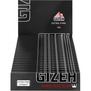 GIZEH BLACK King Size Slim Blättchen zum Selbstdrehen - Packung mit Magnetverschluss, recyclebar - 25er Pack á 34 Premium Rolling Paper (14 g/m2)