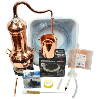 Copper Garden Kupfer Destille Essence Plus 2 Liter I Komplettes Destillen Set | Kolonnenbrennerei mit Aromakorb I Legales Destilliergerät für ätherische Öle/Hydrolate/Düfte/Wasser etc.
