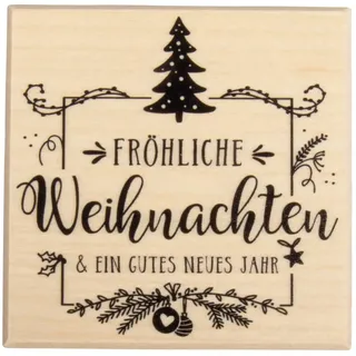 Rayher Fröhliche Weihnachten Stempel Holz 7 x 7 cm Natur