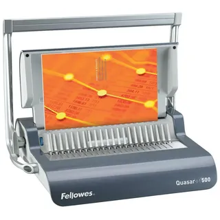 Fellowes Quasar+ 500, Manuell, 500 Blätter, Plasitsche Kammbindung, Holzkohle, Grau