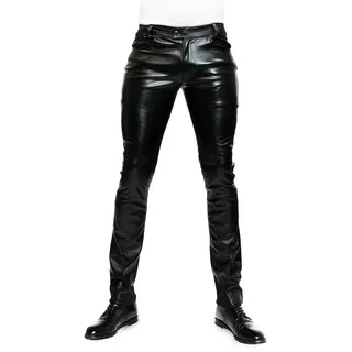 BOCKLE Lederhose Bockle® Herren Kunstlederhose Sxinny Lederjeans Schwarze Leder Hose 31