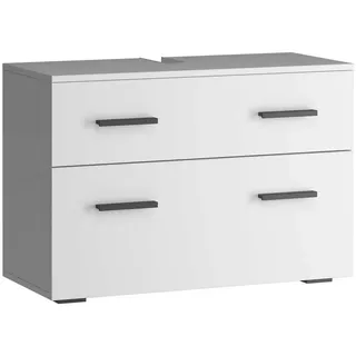 INOSIGN Waschbeckenunterschrank INOSIGN "Skara", weiß, B:80cm H:55cm T:35cm, Holzwerkstoff, Schränke, Waschbeckenunterschrank, mit Klappe und Schubkasten, schwarze Griffe, Breite 80 cm, Höhe 55 cm