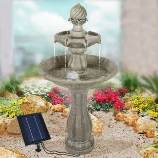 Solar Gartenbrunnen Brunnen Solarbrunnen Zierbrunnen Vogelbad Wasserfall Gartenleuchte Teichpumpe - Springbrunnen Wasserspiel für Garten, Gartenteich (7-SB02189-S5)
