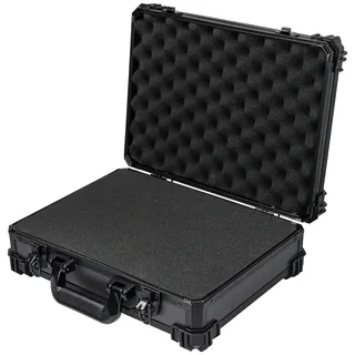 HMF 15502-02 Transportkoffer Rasterschaumstoff, Universalkoffer 39 x 29 x 12 cm, Schwarz